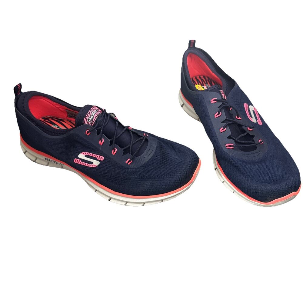 Skechers Women's Stretch-Fit Sneakers Navy Blue Air Cooled Memory Foam Size 11